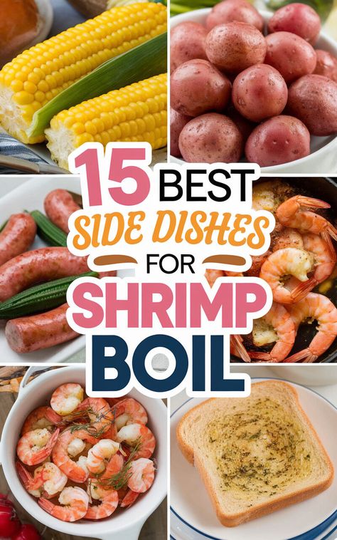 🦐🔥 Discover the perfect sides to serve with your next shrimp boil! #shrimpboil #sidedishes #yum Shrimp Boil Sides Dishes, Shrimp Boil Dessert Ideas, Sides For Shrimp Boil, Sides To Go With Shrimp, Shrimp Boil Side Dishes, Shrimp Sides, What To Serve With Shrimp, Spicy Shrimp Salad, Shrimp Side Dish