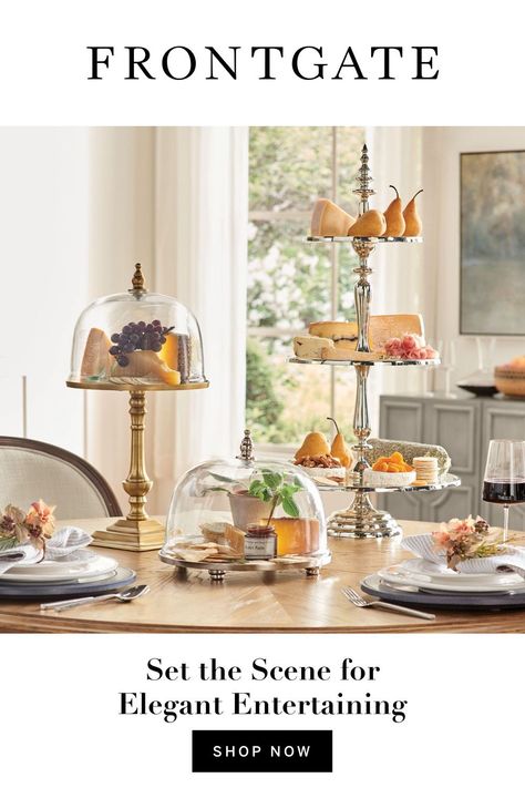 Tiered servers are a must for hosting Friendsgiving, thanksgiving, or any gathering. Glass Cake Stand Decor Display, Outdoor Buffet, Marble Serving Trays, Tiered Server, Elegant Entertaining, Decorating Party, Glass Cloche, Cake Stands, Molding Clay