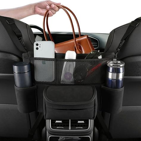 Amazon.com: Sancaral Car Purse & Handbag Holder Between Front Seats，Seat Back Organizers and Storage Bag with Tissue Hoder & 2 Cupholders & 3 Pockets for Car.(Black) : Automotive Cup Holder For Car, Car Storage Bag, Handbag Holder, Seat Cleaner, Pocket Storage, Seat Storage, Safe Storage, Organizer Storage, Car Storage