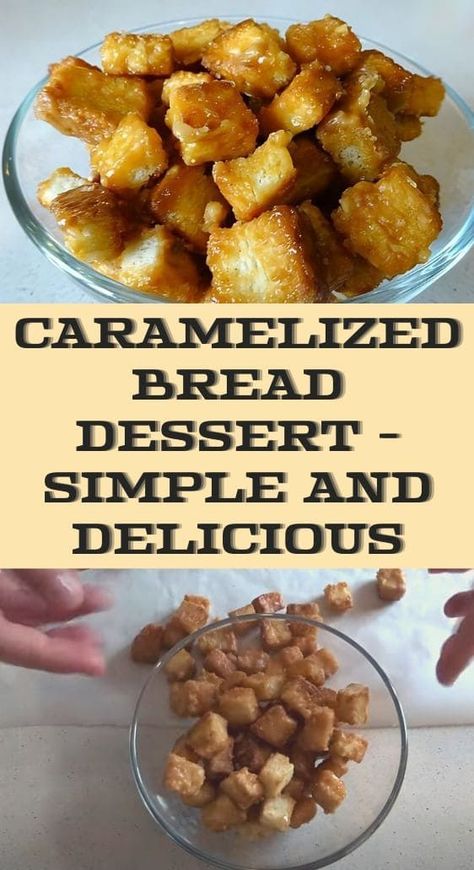 Indulge in a delightful treat with this simple and delicious caramelized bread dessert recipe. Toasted bread cubes are coated in a sweet caramel sauce and make the perfect after-dinner snack or sweet breakfast indulgence. Toasted Bread, Sweet Snacks Recipes, Caramel Sauce, Sweet Breakfast, Dessert Recipe, Desert Recipes, Sweet Snacks, Easy Desserts, Bread Recipes