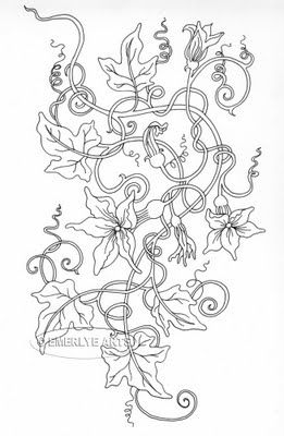 Ivy Tattoo Design, Ivy Tattoo, Vine Drawing, Nouveau Tattoo, Pumpkin Vine, Witch Tattoo, Vine Tattoos, Chest Piece Tattoos, Pattern Coloring Pages