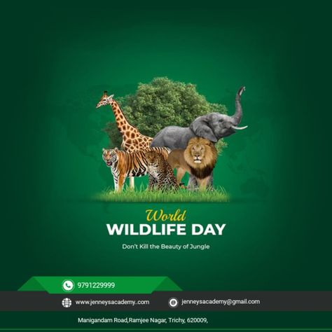 #wildearth #WorldWildlifeDay #celebration #nature #wildlife #Jenneys #food #creativity #diplomainhotelmanagement #DiplomainFoodProduction #diplomainbakeryandconfectionery #professionalcookery #hotelmanagement #hospitality #hotel #hotelier #hospitalitymanagement #hotels #hoteliers #hotellife #hospitalityindustry #chef #hotelmanagementcourses #cheflife #education #hotelmanager #hotelmanagementschool Wildlife Poster Design, World Wildlife Day Poster, World Wild Life Day, Wild Life Poster, World Wildlife Day, Medical Brochure, Wildlife Day, Event Posters, Canvas Learning