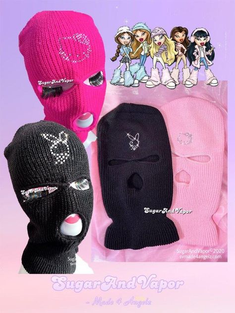 Pink Ski Mask Baddie, Pink Shiesty Mask, Hello Kitty Ski Mask, Bunny Hello Kitty, Knitted Ski Mask, Ski Masks, Apartment Checklist, Bunny Head, Mask Fashion