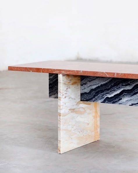 Plastic Furniture Design, Small Conference Table, Marble Furniture Design, Travertine Side Table, Marble Bench, Muller Van Severen, Contemporary Dining Tables, Marble Products, Stone Furniture