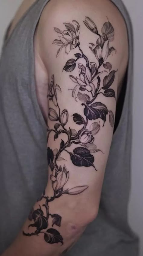 Cover Ups Tattoo, Botanical Tattoo Design, Lilac Tattoo, Dinosaur Tattoo, Magnolia Tattoo, Tulip Tattoo, Lavender Tattoo, Mushroom Tattoos, Muster Tattoos