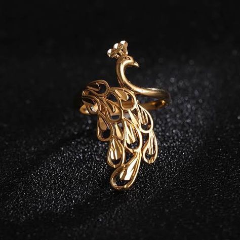 Gold Ring Indian, Unique Gold Jewelry Designs, Accessorize Jewellery, Peacock Ring, Peacock Jewelry, Gold Peacock, Tiaras Jewellery, Gold Bangles For Women, New Gold Jewellery Designs