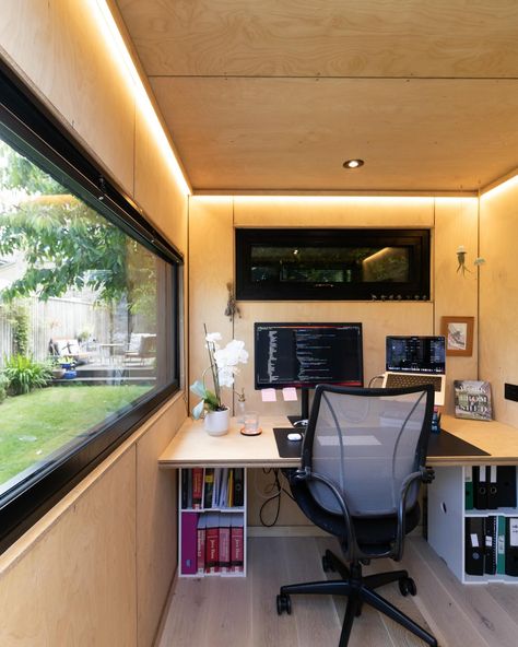 This compact OKOPOD is the perfect space for working from home. Finished in a shou Sugi ban cladding with halo lighting and sedum roof it’s created the perfect work space. Contact us for more information info@okopod.com #shousugiban #gardenroom #gardenoffice #gardenpod #gardenretreat #gardenstudio #gardenhangout #homeoffice #office #wfh #workfromhome #prefab #annexe #annex #tinyhome #smallhome #tinyliving Halo Lighting, Sedum Roof, Office Cabin, Shed Office, Garden Pods, Backyard Studio, Backyard Office, Sugi Ban, Shou Sugi Ban