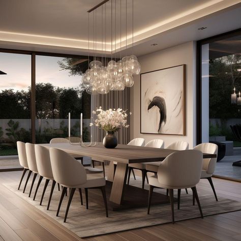 Big Modern Dining Room, Dining Room Ideas Modern Luxury, Luxury Kitchen Table, Modern Dining Table And Chairs, Modern Luxury Dining Room, Big Dining Table, Dining Room Design Luxury, Dining Room Design Modern, Dinning Room Design