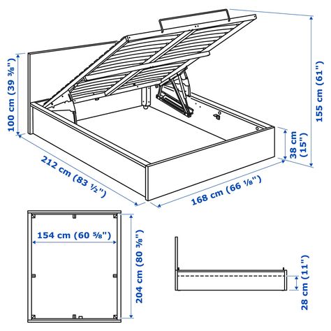 Bed Designs With Storage, Malm Bed, Murphy Bed Ikea, Murphy Bed Plans, Hiasan Bilik Tidur, Bed White, Ikea Malm, Bed Dimensions, Diy Headboard