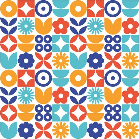 Motif géométrique moderne de fleur. Style rétro scandinave. Pattern Art Illustration, Tufting Patterns, Floral Design Illustration, Fruit Wallpaper Pattern, Motif Retro, Geometric Flower Pattern, Retro Scandinavian, African Pattern Design, Geometric Flowers