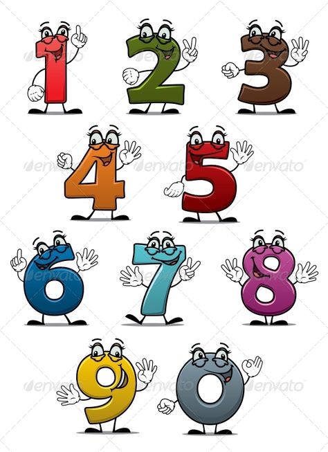 Cartoon Funny Numbers and Digits by seamartini Cartoon funny numbers and digits set for education or another design. Editable EPS8 (you can use any of your vector program) and J Cartoon Numbers 1-10, Number Drawing Design, Numbers Cartoon, Cartoon Numbers, Abc Cartoon, Funny Numbers, 7 December, Number Drawing, Numbers For Kids