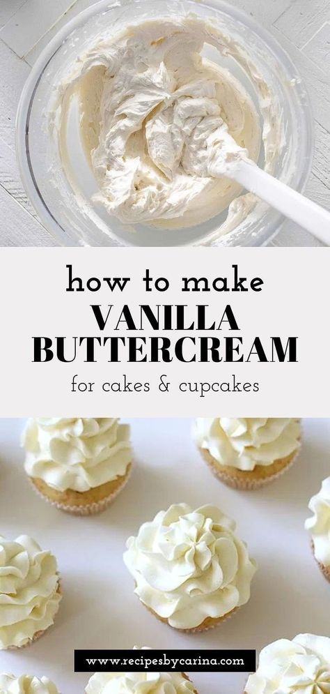 This Vanilla Buttercream Frosting is by far my most popular recipe and it doesn’t surprise me one little bit. Buttercream is a baking staple so knowing how to make a good batch is incredibly essential, and I’ve made this recipe more times than I can count - it's the only frosting recipe you'll ever need! Vanilla Buttercream Frosting Cupcakes, Buttercream Frosting Shortening, Fluffy Vanilla Buttercream Frosting, C & H Buttercream Frosting, Buttercream Without Butter, Easy Vanilla Frosting Simple, Smooth American Buttercream Frosting, Vanilla Icing Recipe For Cake, Betty Crocker Buttercream Frosting