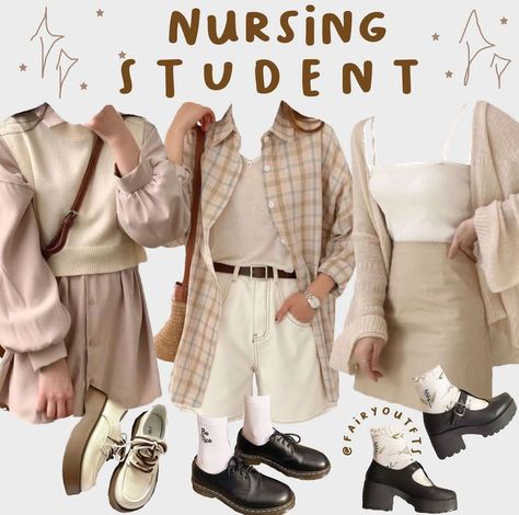 Nursing Student Aesthetic, Light Academia Outfit, College Major, Student Aesthetic, Dark Academia Outfit, Uni Outfits, Nursing Student, Nursing Clothes, Themed Outfits