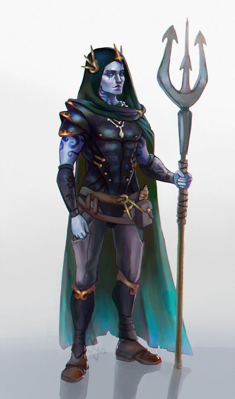 ArtStation - Triton Warlock | DND Commission, Julia Grzona Triton Warlock, Dnd Triton, Warlock Dnd, Pathfinder Character, Dnd Races, Fantasy Portraits, Fantasy Races, Dungeons And Dragons Characters, Dnd Art