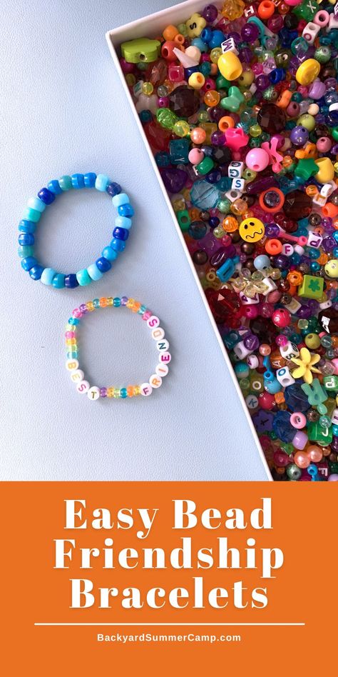 Learn how to make DIY bead friendship bracelets with just a few supplies for kids to craft and swap with friends! Friendship Bracelets For Preschoolers, Easy Friendship Bracelets With Beads, How To Make Beaded Friendship Bracelets, How To Make Friendship Bracelets Beads, Easy Beaded Bracelets Diy, Bracelet Crafts For Kids, Friendship Bracelets Kids, Bead Crafts For Kids, How To Make Bracelets