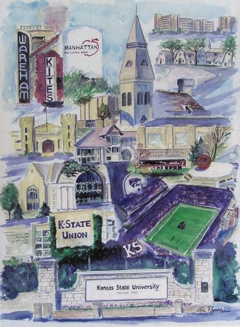 Ksu Wildcats, Manhattan Kansas, Purple Pride, State Of Kansas, Rock Chalk, Kansas State University, Apartment Art, Kansas State Wildcats, Dorm Posters