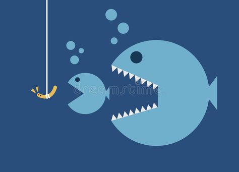 Big fish eat little fish, hook and worm bait. Trap #Sponsored , #AFFILIATE, #PAID, #fish, #bait, #Trap, #eat Trap Illustration, Fish Eat, A Monster Calls, Bait Trap, Fish Bait, Fish Illustration, Small Fish, Big Fish, Fish Hook