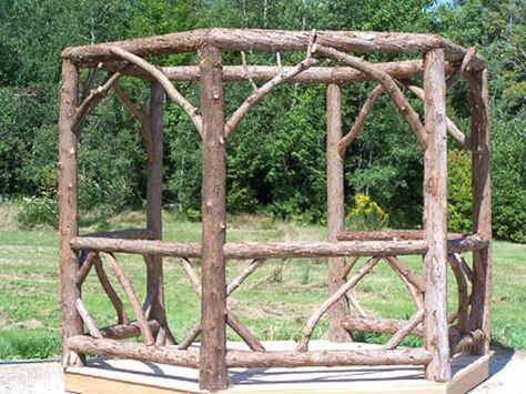 rustic branch gazebo Rustic Gazebo, Rustic Garden Furniture, Rustic Patio Furniture, Willow Furniture, Rustic Outdoor Furniture, Twig Furniture, Adirondack Style, Adirondack Furniture, Rustic Patio