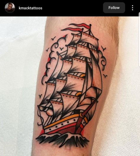 Traditional Ship Tattoo, Traditonal Tattoo, Traditional Tattoo Drawings, Compass Tattoo Design, Clipper Ship, Ship Tattoo, Traditional Tattoo Design, Traditional Tattoo Flash, Old School Tattoo