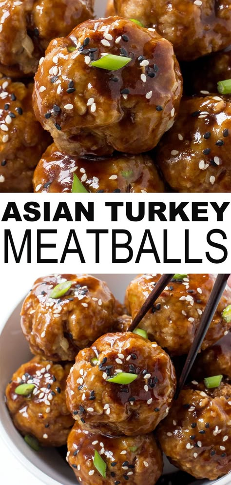 Meatballs Turkey, Asian Turkey Meatballs, Meatballs Baked, Asian Turkey, Ground Turkey Meatballs, Asian Meatballs, Chef Savvy, Turkey Meatballs Baked, Turkey Meatball Recipe