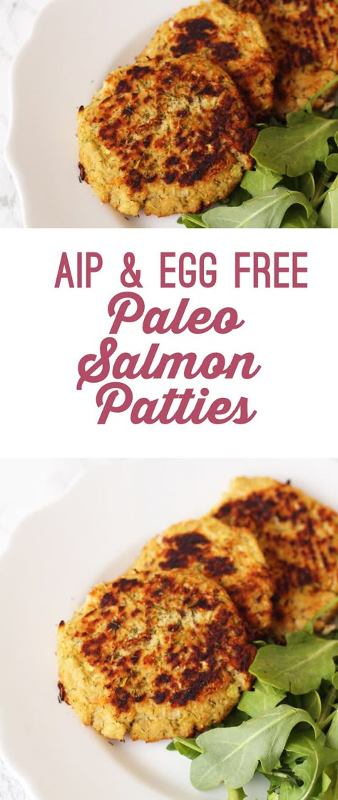 AIP Paleo Salmon Patties -- (paleo, AIP, gluten free, grain free, dairy free, egg free, soy free, nut free, refined sugar free) Aip Salmon Patties, Unbound Wellness Recipes, Egg Free Salmon Patties, Aip Salmon Recipes, Aip Fish Recipes, Autoimmune Meals, Aip Salmon, Paleo Salmon Patties, Aip Lunch