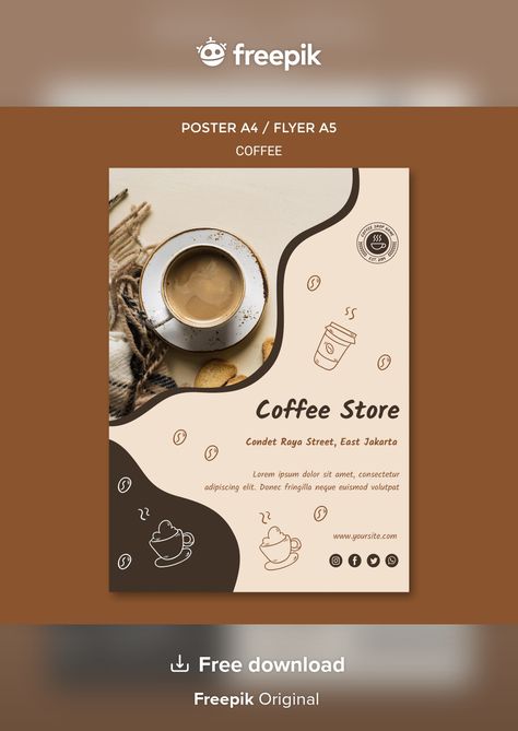 Coffe Posters Graphics, Coffee Flyer Design, Coffee Shop Template, Cafe Magazine, Free Psd Poster, Cafe Poster, Poster Cafe, Banner Layout, Coffee Poster Design