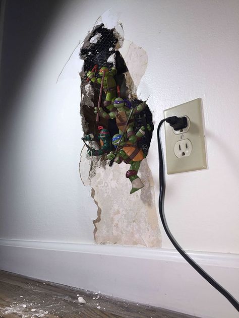 https://flic.kr/p/PuYEYW | Creative ways to do home repairs Break Wall, Ninja Turtle, So Creative, Teenage Mutant Ninja Turtles, Ninja Turtles, Halloween Wreath, Projects To Try, Lego, Funny Pictures