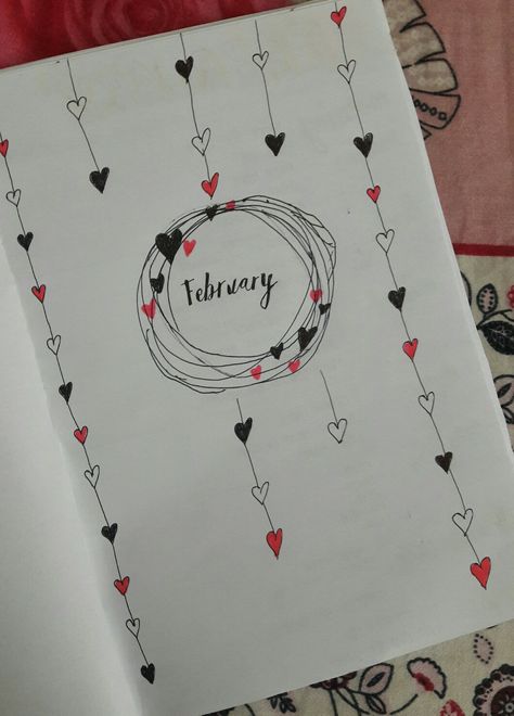 The theme of this cover is hearts because on February, there is Valentine's day. February Cover Page, Cover Page, Cover Pages, Youtube Channel, Create Yourself, Create Your, Create Your Own, Notebook, Electronic Products