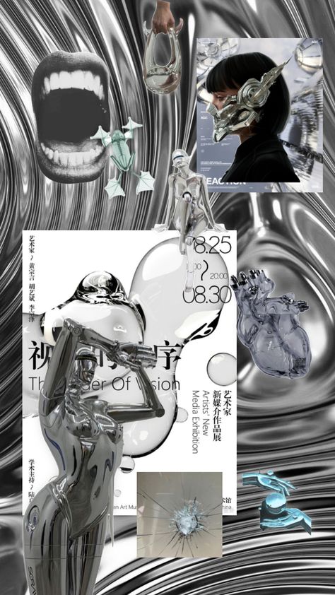 Futuristic Metallic Aesthetic, Metaverse Photoshoot, Silver Cybercore, Metallic Y2k, Soft Y2k, Aesthetic Objects, Arte Grunge, Pastel Poster, Chrome White