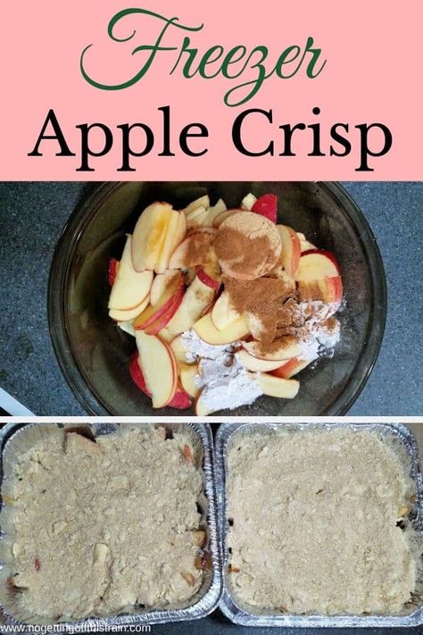 Have dessert ready in your freezer at all times with this Freezer Apple Crisp! Made with fresh apples and a delicious crumble topping! #freezermeal #dessert #recipe Freezer Apple Crisp, Crockpot Apple Crisp, Freezing Apples, Apple Recipes Easy, Yummy Healthy Breakfast, Easy Party Food, Apple Crisp Recipes, Spinach Recipes, Easiest Apples