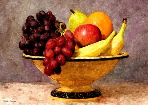 Fruit Bowl Painting, Fruit Bowl Drawing, Bowl Painting, Stilllife Photography, Monochrome Painting, Fruit Picture, Fruits Images, Still Life Fruit, Oil Pastel Art