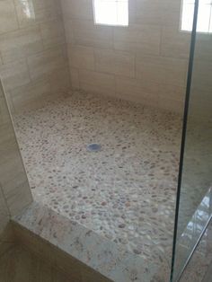 River Rock Bathroom, Pebble Tile Shower Floor, Mosaic Tile Bathroom Floor, Pebble Tile Shower, Pebble Shower Floor, Rock Shower, Pebble Floor, Stone Shower, Pebble Tile