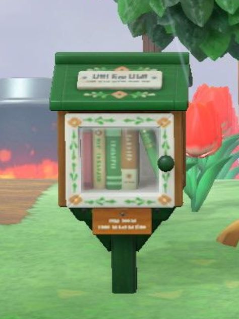 Animal Crossing New Horizons. tiny library. Fairytale custom Fairytale Animal Crossing, Tiny Library, Cozy Games, Mini Library, Book Corners, Free Library, Book Sleeve, Animal Crossing, Fairy Tales