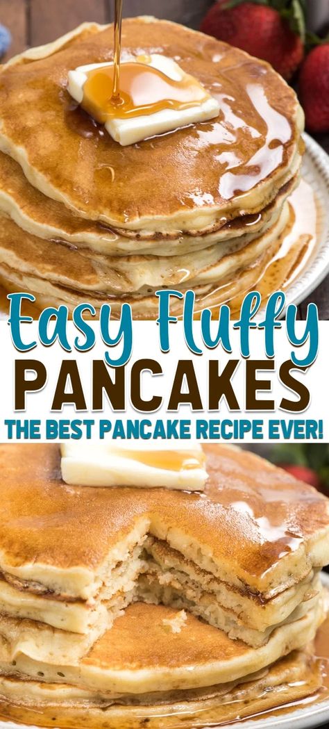 Pancake Recipe No Vanilla Extract, No Sugar Pancake Recipe, No Sugar Pancakes, Best Fluffy Pancake Recipe, Easy Fluffy Pancake Recipe, Buttermilk Homemade, Pancakes Recipe Easy, Best Pancake Recipe Ever, Pancake Recipe Easy Fluffy