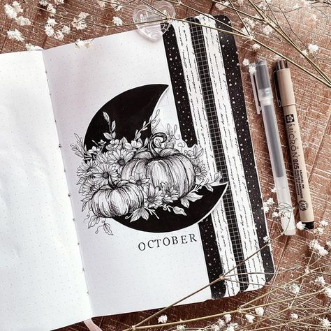 Bujo Autumn, Journal Dark Academia, Bullet Journal Headers, Bullet Journal Ideas Templates, Diy Journal Books, Hello October, Bullet Journal Design Ideas, Bullet Journal School, Diary Ideas