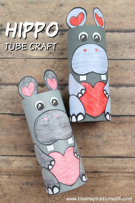 This children’s hippo craft is super fun and easy to make!  In fact, it’s a fantastic and fun animal themed craft idea that you can make at home, in the preschool or kindergarten setting.   Use the fun Hippo craft template to create one, two or maybe three super cute love heart hippos. It’s a great Hippo valentine craft and one we are super pleased to share with you today. You can also use this as a letter h hippo craft to help with literacy!  #hippo #toilettube #craftsforkids #crafts Diy Paper Animals, Plate Animal Crafts, Hippo Craft, Animal Craft Ideas, Hippo Crafts, Jungle Animal Crafts, Zebra Craft, Cardboard Tube Crafts, Zoo Crafts