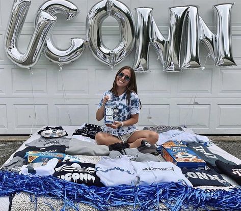 Uconn Bed Party, College Bed, College Decision, College Vibes, Bed Party, Dream Collage, College Bedding, College Acceptance, Decorating Party