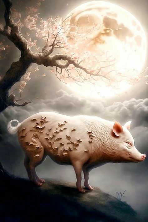 Pig Zodiac, Big Pigs, Zodiac Animals, Animal Printables, Witch Stuff, Chinese Zodiac, Little Pigs, Witch, Illustrations