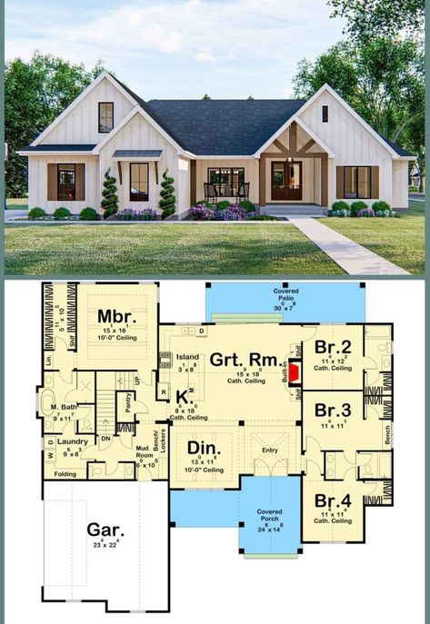 4 Bedroom House Plan, 4 Bedroom House Plans, Ranch House Plans, 4 Bedroom House, Bedroom House Plans, Ranch House, New Builds, House Plan, Floor Plan