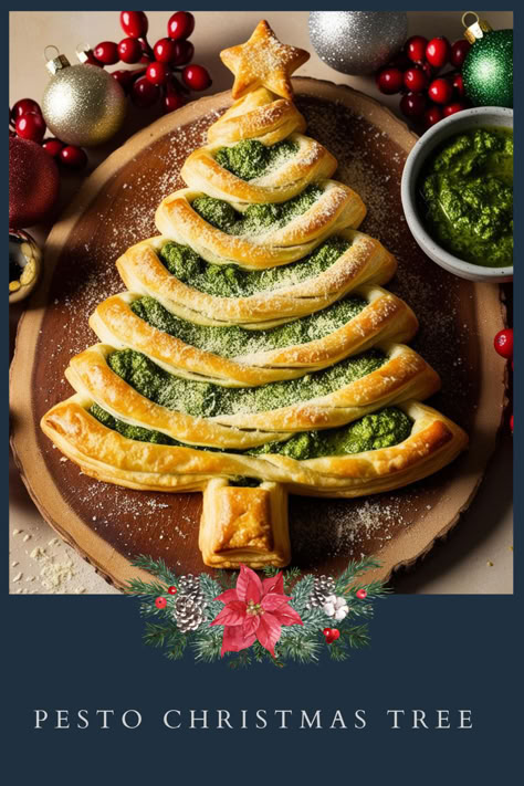 Pesto Christmas Tree, Christmas Tree Food, Cozy Drinks, Festive Recipes, Crowd Pleasing Recipes, Puff Pastry Sheets, Pastry Sheets, Magic Recipe, Egg Wash