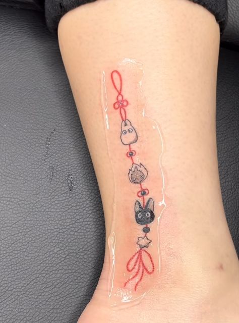 Traditional Ghibli Tattoo, Studio Ghibli Spine Tattoo, Paopu Fruit Tattoo, Cute Studio Ghibli Tattoos, Japanese Wind Chimes Tattoo, Small Garfield Tattoo, Anime Themed Tattoos, Vertical Arm Tattoo, Hand Tattoos Fine Line