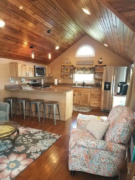 Shed Homes Interior, Shed House Interior, Shed To Home, Stacked Washer And Dryer, Full Closet, Tiny Farmhouse, Shawnee National Forest, Shed House Plans, Tiny Houses For Rent