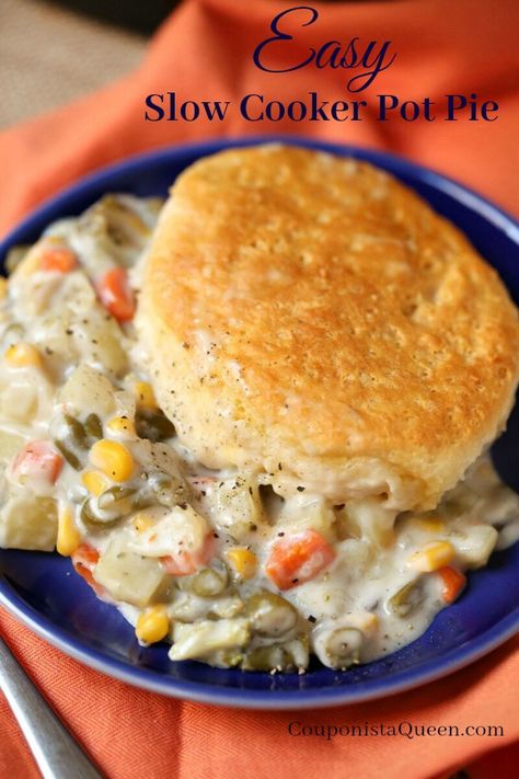 Crockpot Recipes Without Meat, Slow Cooker Pot Pie, Pot Pie Recipe Easy, Slow Cooker Chicken Pot Pie, Hungry Wolf, Crockpot Chicken Pot Pie, Easy Chicken Pot Pie Recipe, Veggie Pot Pie, Vegetarian Pot Pie