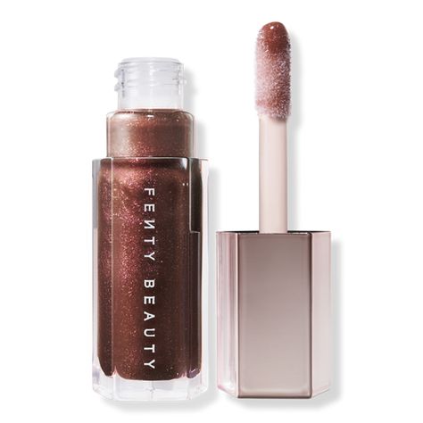 Free Shipping at $35. Shop Hot Chocolit Gloss Bomb Universal Lip Luminizer FENTY BEAUTY by Rihanna Hot Chocolit Gloss, Glittery Lip Gloss, Fenty Gloss, Fenty Beauty Gloss Bomb, Drugstore Lipgloss, Dark Red Lips, Brown Lipstick, Luminizer, Grunge Makeup