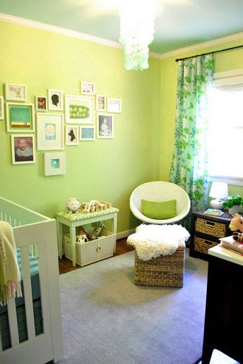 Inspiration for Mallies room Lime Green Bedrooms, Nursery Makeover, Young House, House Of Turquoise, Young House Love, Green Nursery, Green Walls, Blue Nursery, Gender Neutral Nursery