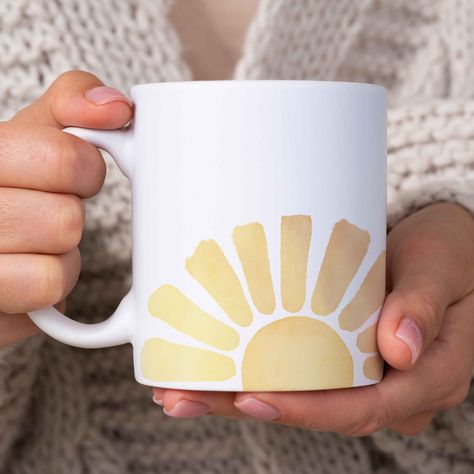 Cup Of Sunshine, Sun Mug, Cute Coffee Mug, Crafty Christmas, Happy Sun, Positive Gift, Cute Coffee Mugs, Cute Coffee, Morning Person