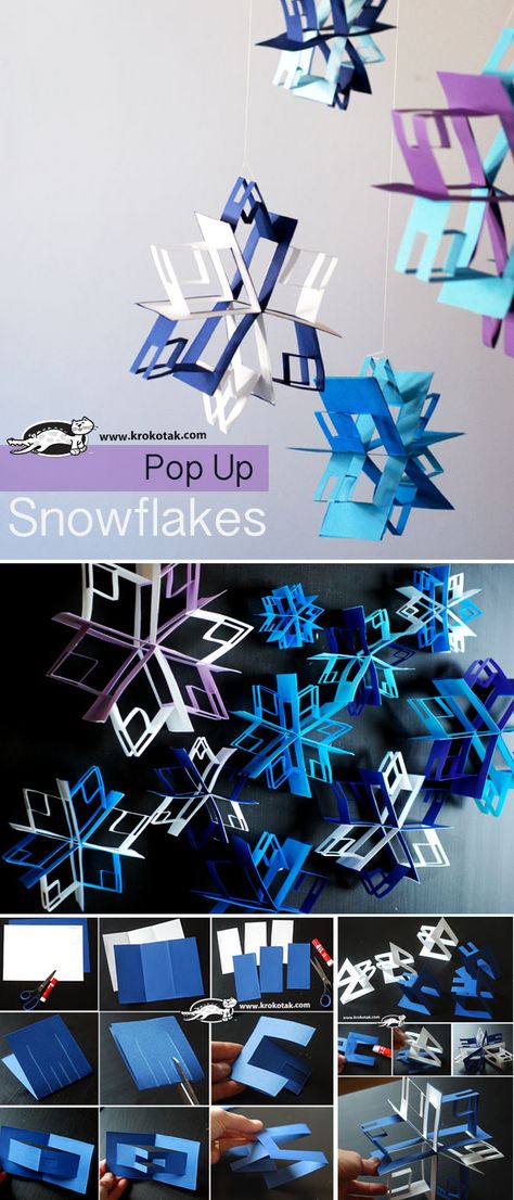 Pop Up snowflakes Más Winter Bulletin, Winter Art Projects, Novel Ideas, Holiday Craft, Paper Snowflakes, Winter Art, Noel Christmas, Tutorial Diy, Holiday Art