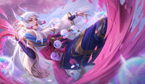 Spirit Blossom Syndra, Spirit Blossom, League Of Legends, Blossom, On Twitter, Twitter, Hair, Pink, Blue