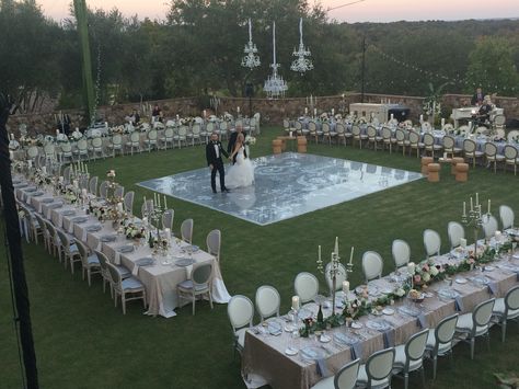 Wedding Reception Layout 75 People, Wedding Reception Layout 100 People, Tables Around Dance Floor, Outdoor Wedding Dance Floor Ideas, Outdoor Dance Floor Wedding, Outdoor Wedding Dance Floor, Wedding Dance Floor Ideas, Wedding Reception Checklist, Outdoor Dance Floors