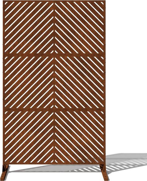 Amazon.com: Veradek Corten Steel Outdoor Privacy Screen Series - Arrow Privacy Screen Set w/Stand (85% Privacy) | Made from Durable Materials; Easy Set-Up | Modern Décor for Patio Privacy, Room Divider, Fences : Patio, Lawn & Garden Privacy Room Divider, Outdoor Privacy Screen, Patio Privacy, Privacy Screen Outdoor, Outdoor Privacy, Corten Steel, Privacy Screen, Tropical Garden, Set Up